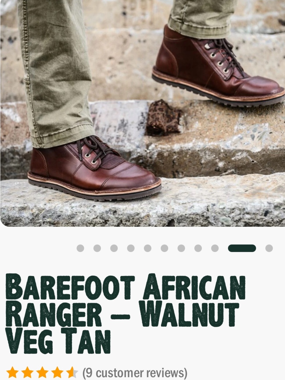 Jim green barefoot African Ranger US 12.5 walnut veg-tan - Picture 10 of 12